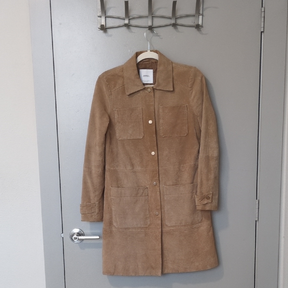 Mango Tan Suede Utility Coat